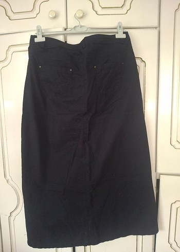 Siyah Midi Kot Etek - Görsel 2