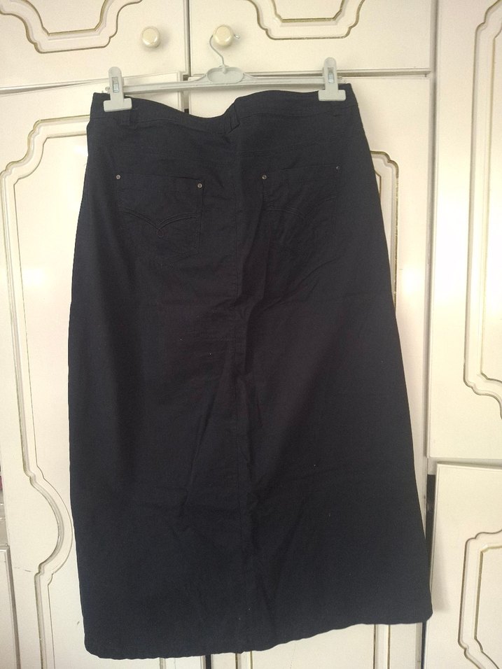 Siyah Midi Kot Etek - Görsel 2