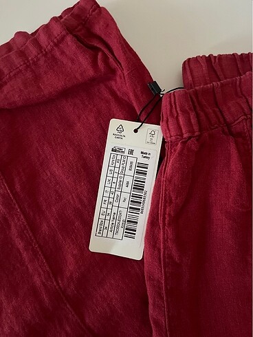 34 Beden kırmızı Renk Trendyol keten pantolon
