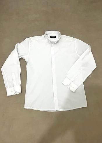 l Beden Erkek Slim Fit Beyaz Gömlek