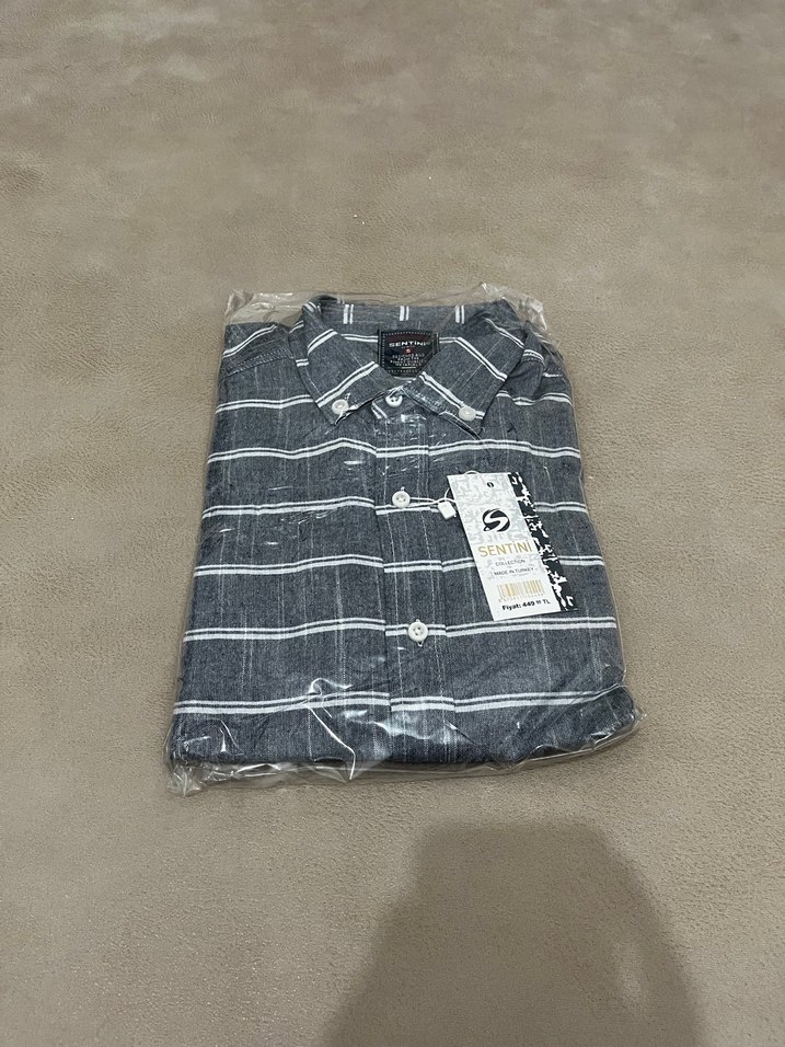 ERKEK SLİM FİT GRİ ÇİZGİLİ GÖMLEK - Görsel 2