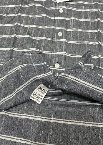 ERKEK SLİM FİT GRİ ÇİZGİLİ GÖMLEK - Görsel 5