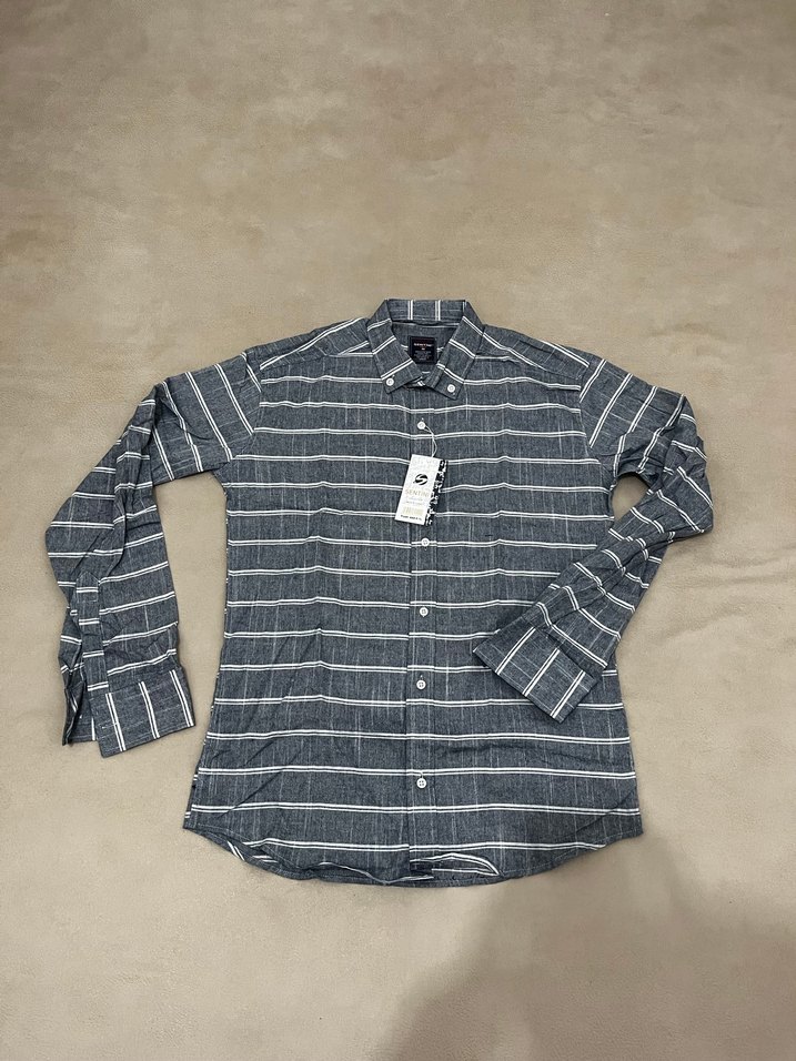 ERKEK SLİM FİT GRİ ÇİZGİLİ GÖMLEK - Görsel 3