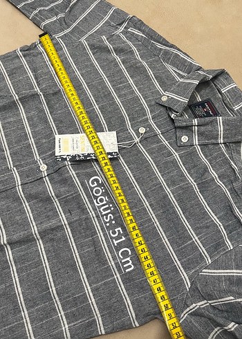 ERKEK SLİM FİT GRİ ÇİZGİLİ GÖMLEK - Görsel 7