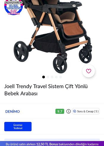 Joell Trendy Travel Sistem Çift Yönlü Bebek Arabası