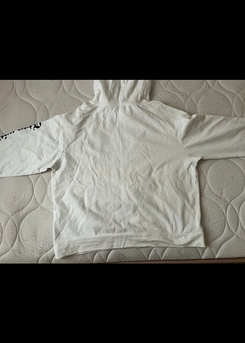 Beyaz Kapüşonlu Baskılı Kadın Sweatshirt - Görsel 4