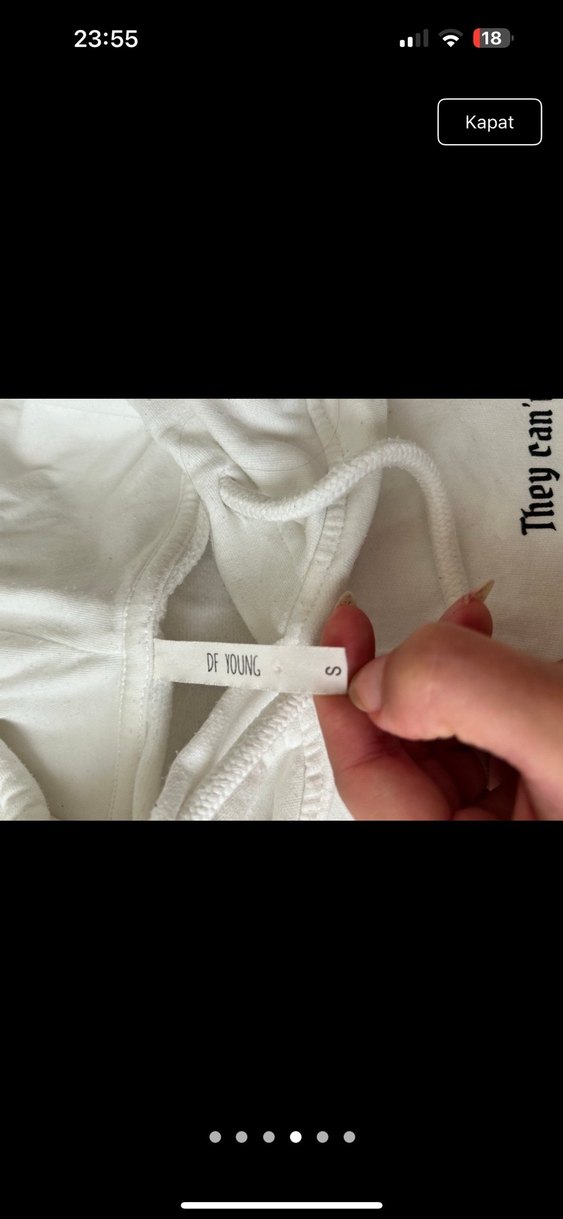 Beyaz Kapüşonlu Baskılı Kadın Sweatshirt - Görsel 3