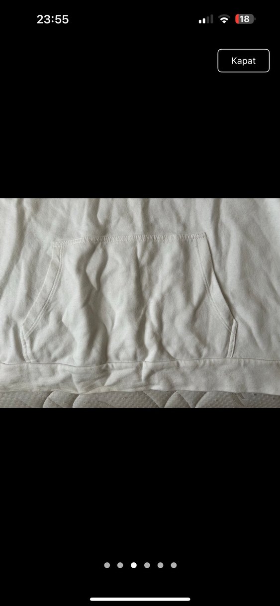 Beyaz Kapüşonlu Baskılı Kadın Sweatshirt - Görsel 5