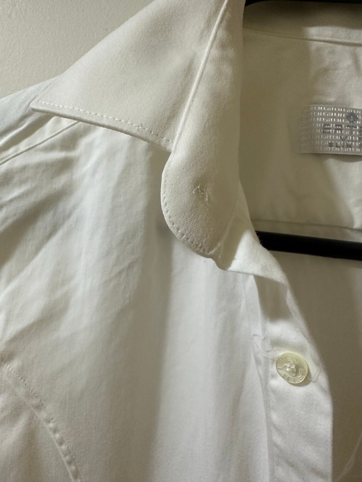 Beyaz Düğmeli Erkek Keten Gömlek - Görsel 2