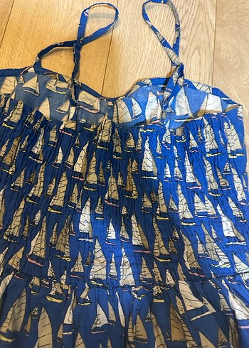 Lacivert Askılı Bohem Elbise - Görsel 4