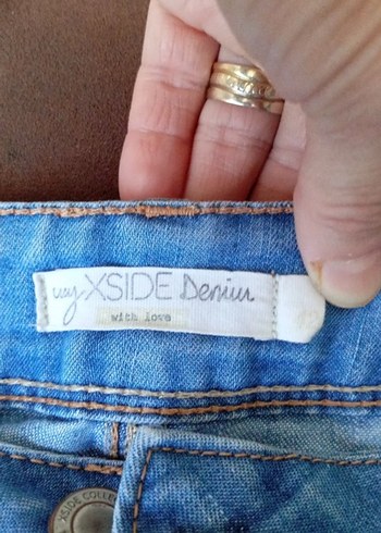 42 Beden Düğmeli Mavi Kadın Denim Pantolon