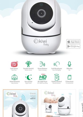 Kiwi Baby Beyaz Bebek Kamerası - Görsel 4