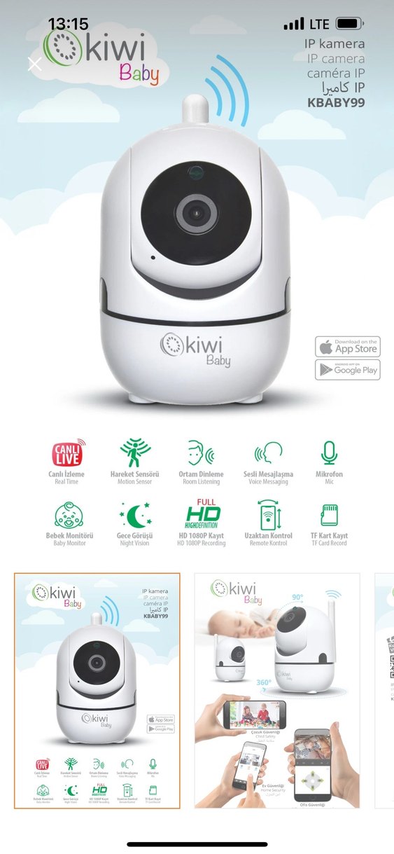 Kiwi Baby Beyaz Bebek Kamerası - Görsel 4