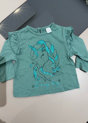 Kız Çocuk Turkuaz Uzun Kollu Tişört - Görsel 2