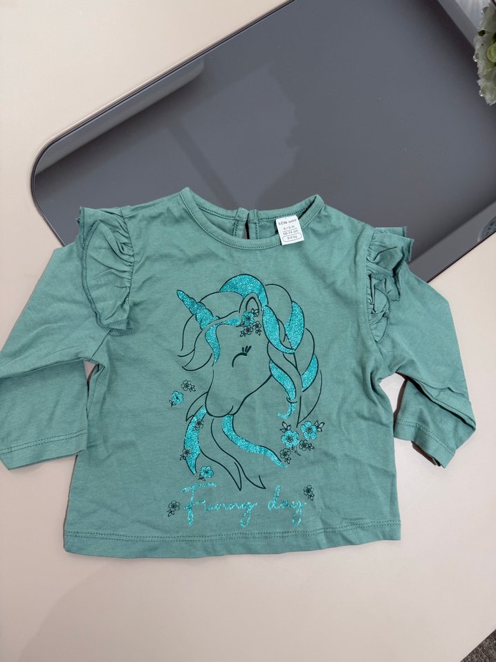 Kız Çocuk Turkuaz Uzun Kollu Tişört - Görsel 3