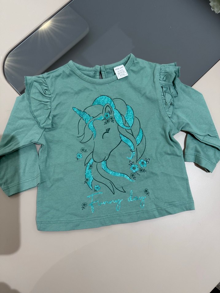 Kız Çocuk Turkuaz Uzun Kollu Tişört - Görsel 2