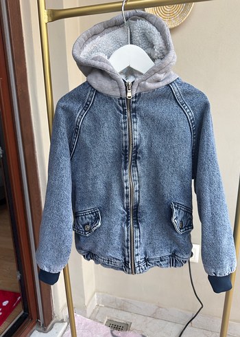 Kapüşonlu Unisex Çocuk Denim Ceket - Görsel 6