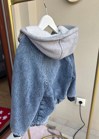 Kapüşonlu Unisex Çocuk Denim Ceket - Görsel 5