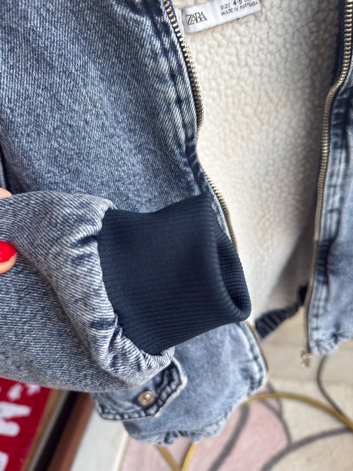 Kapüşonlu Unisex Çocuk Denim Ceket - Görsel 3