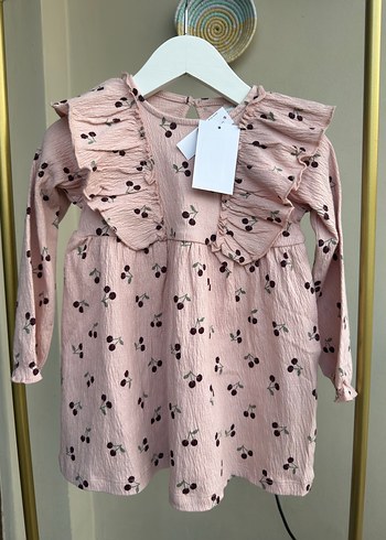 H&M Pembe Kız Çocuk Pamuklu Fırfırlı Elbise - Görsel 4