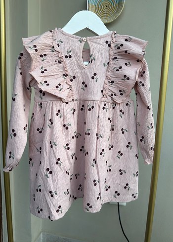 H&M Pembe Kız Çocuk Pamuklu Fırfırlı Elbise - Görsel 5