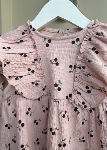 H&M Pembe Kız Çocuk Pamuklu Fırfırlı Elbise - Görsel 2