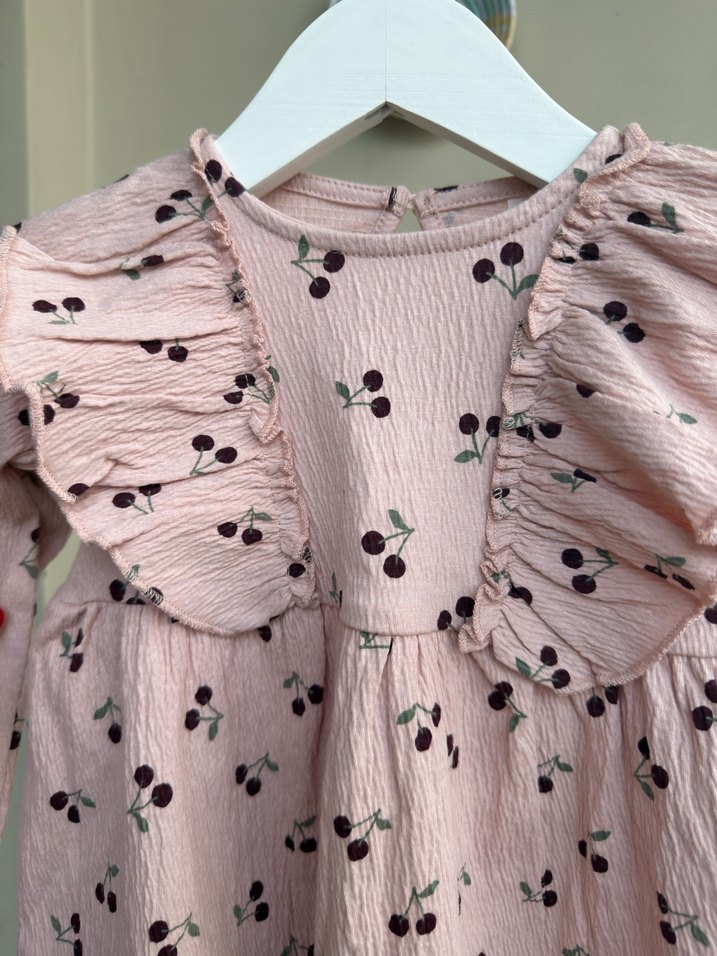 H&M Pembe Kız Çocuk Pamuklu Fırfırlı Elbise - Görsel 2