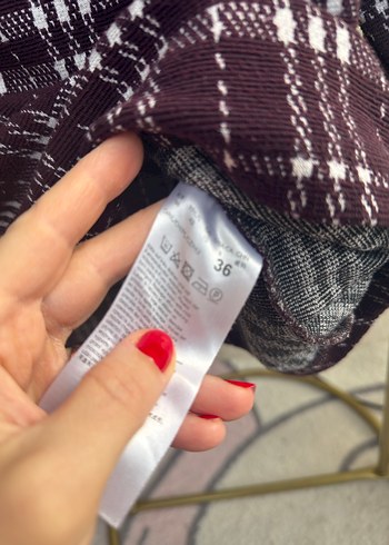 Bordo Ekose Desenli Kadın Kazak - Görsel 5