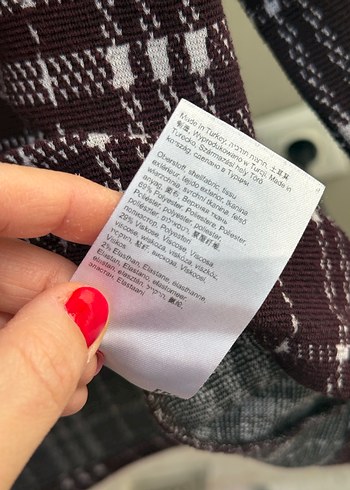 Bordo Ekose Desenli Kadın Kazak - Görsel 6