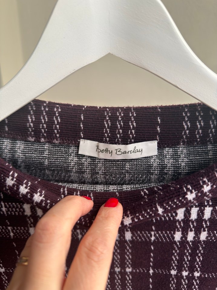 Bordo Ekose Desenli Kadın Kazak - Görsel 2