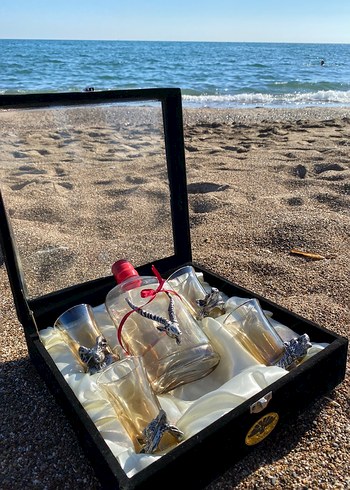 Altın Renkli Boynuzlu Set Bardak ve Şişe - Görsel 3