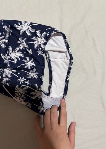 Koyu Mavi Desenli Kadın Mayo - Görsel 3