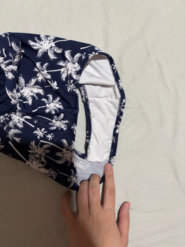 Koyu Mavi Desenli Kadın Mayo - Görsel 3