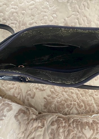 Siyah Deri Kare Desenli Matmazel Kadın Çanta - Görsel 4