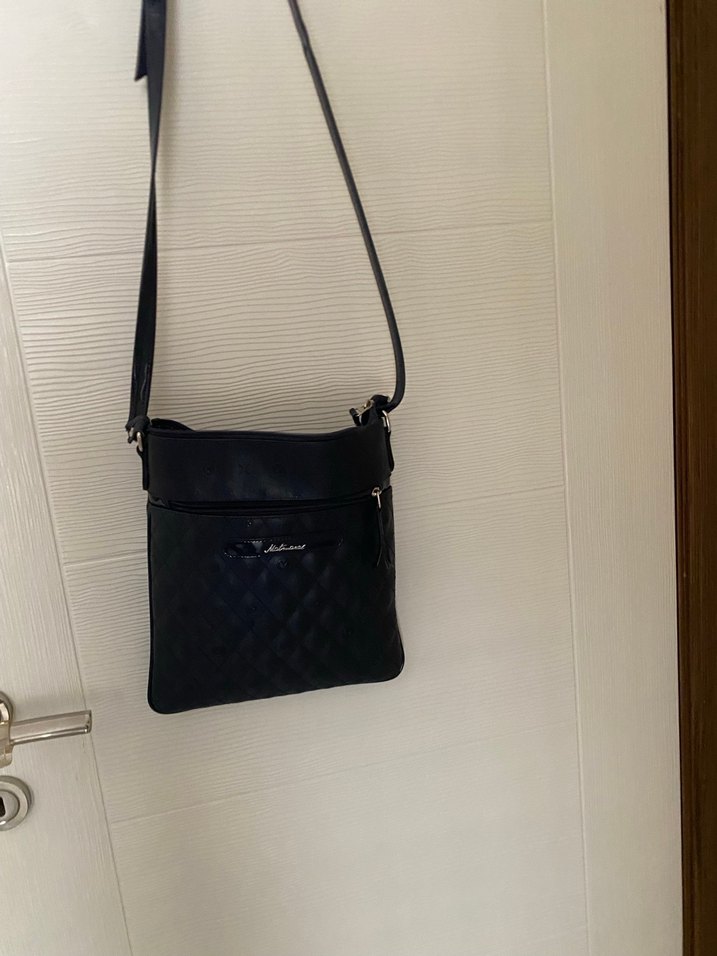 Siyah Deri Kare Desenli Matmazel Kadın Çanta - Görsel 2