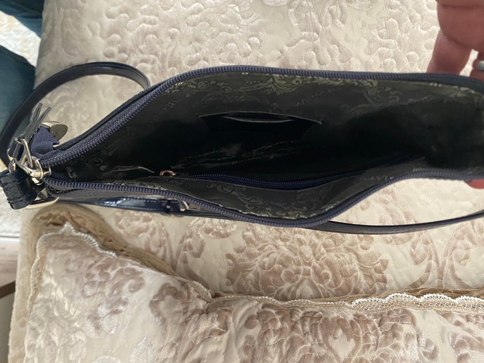 Siyah Deri Kare Desenli Matmazel Kadın Çanta - Görsel 4