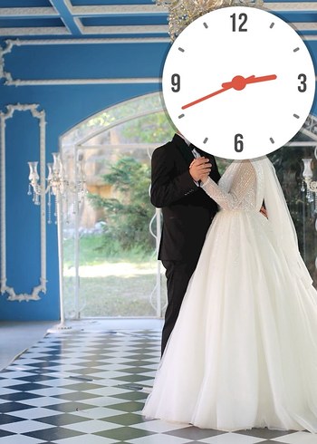 Uzun Kollu V Yaka Prenses Gelinlik - Görsel 9