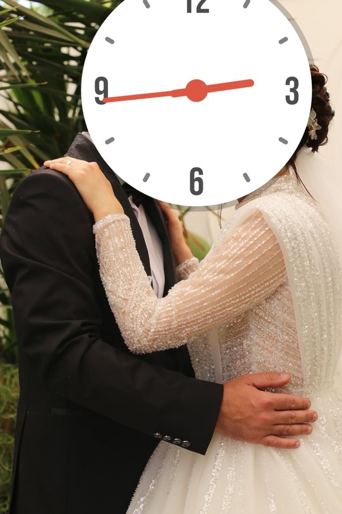 Uzun Kollu V Yaka Prenses Gelinlik - Görsel 3