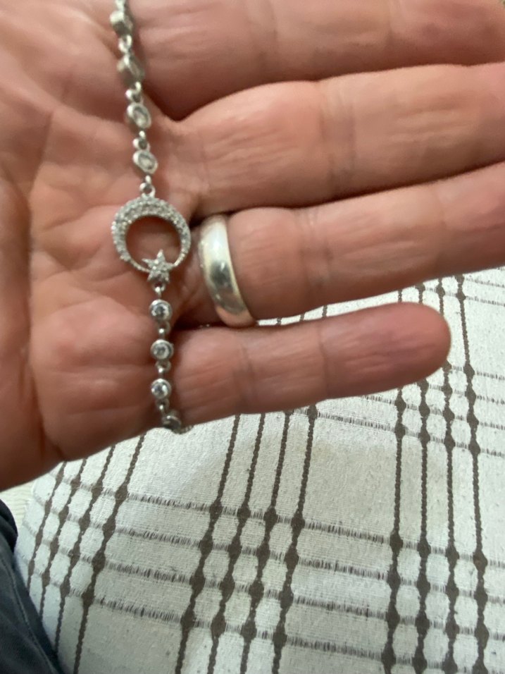 Zincir Detaylı Ay yıldızlı 925 ayar gümüş bileklik - Görsel 2