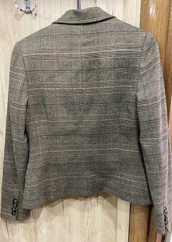 Kadın Gri Düğmeli Ofis Blazeri.Takım set - Görsel 2