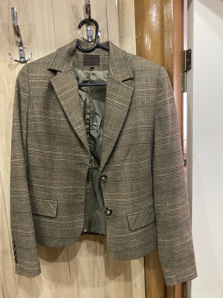 Kadın Gri Düğmeli Ofis Blazeri.Takım set - Görsel 3