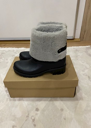 Gri Kadın Blok Topuklu Siyah Bot - Görsel 5