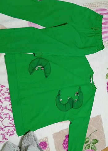 Yeşil Nakışlı tunik pantolon takım - Görsel 3