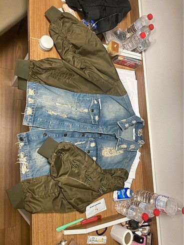 Bomber karışımlı kot ceket