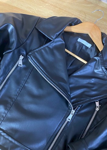Diğer Kadın Siyah Deri Biker Ceket