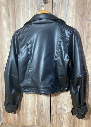 m Beden Kadın Siyah Deri Biker Ceket