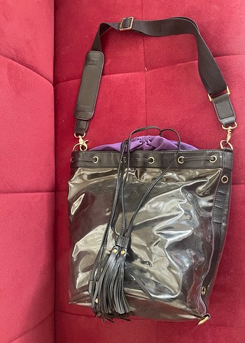 Siyah Deri Püsküllü   Büzgülü Vakko Kadın - Görsel 4