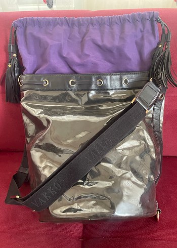 Siyah Deri Püsküllü   Büzgülü Vakko Kadın - Görsel 2