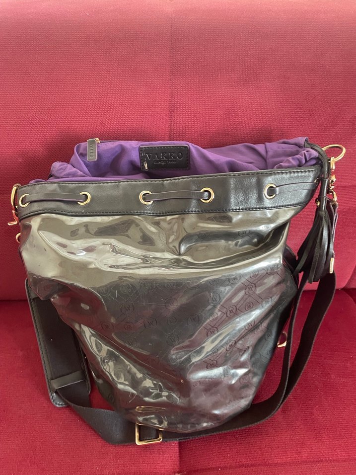 Siyah Deri Püsküllü   Büzgülü Vakko Kadın - Görsel 3