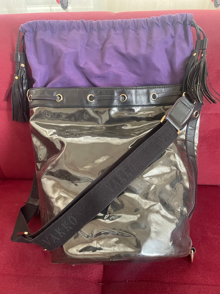 Siyah Deri Püsküllü   Büzgülü Vakko Kadın - Görsel 2